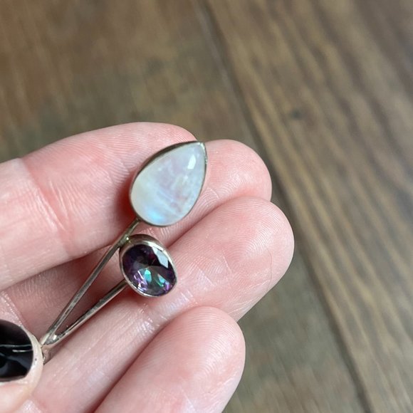 *Moonstone & Mystic Topaz* Unique Pendant | Silver Necklace | Asymmetrical, NWOT - Picture 10 of 10